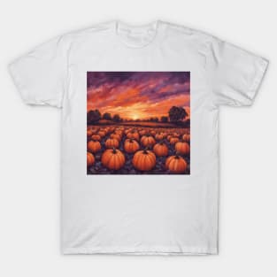 Halloween Pumpkin Patch at Dawn Landscape T-Shirt